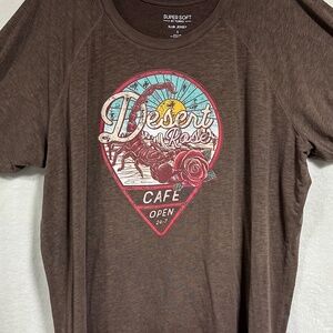 Torrid Desert Rose Cafe Graphic T-Shirt Brown Slub Jersey Size 5 Super Soft